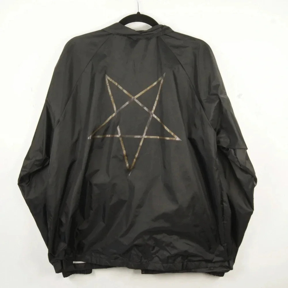 Vintage 90s Thrasher Skateboard Pentagram Black Bomber Windbreaker Jacket